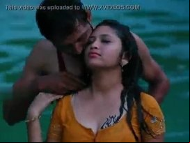 Lovers hot romance in swimming pool